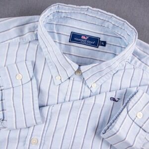 Vineyard Vines Striped Whale Logo PeMens Button Down Shirt Long Sleeve XL Office